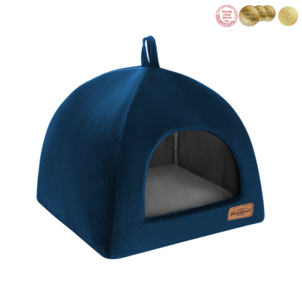 Budka Welurove granatowa