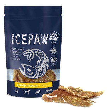 ICEPAW Kabeljaufilet pur – suszony filet dorsza dla psów (150g)