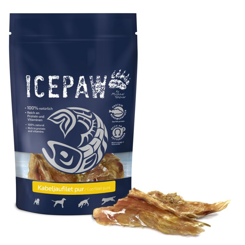 ICEPAW Kabeljaufilet pur – suszony filet dorsza dla psów (150g)